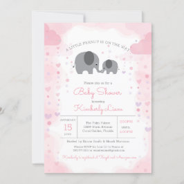 Eine kleine Peanut Elephant Girl Babydusche Einladung