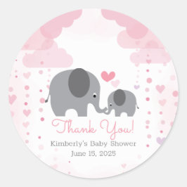 Eine kleine Peanut Elephant Girl Babydusche Runder Aufkleber