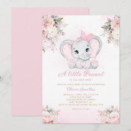 Eine kleine Peanut Floral Elephant Girl Baby Dusch Einladung