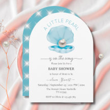 Eine kleine Perle ist auf dem Weg Blue Baby Shower