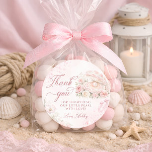 Eine kleine Perle Rosé Baby-Party Runder Aufkleber