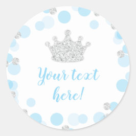 Eine kleine Prince Baby Dusche Labels Blue & Silve Runder Aufkleber