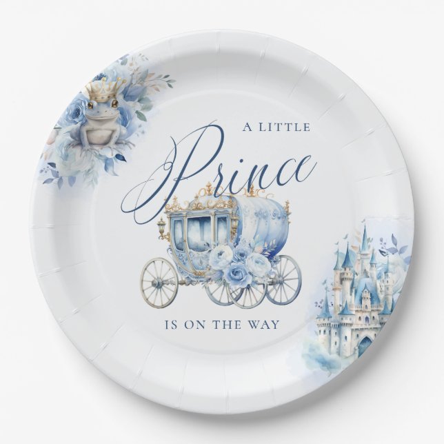 Eine kleine Prince Royal Blue Dusche Pappteller (Vorderseite)