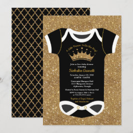 Eine kleine Princess Black & Royal Gold Baby Dusch Einladung