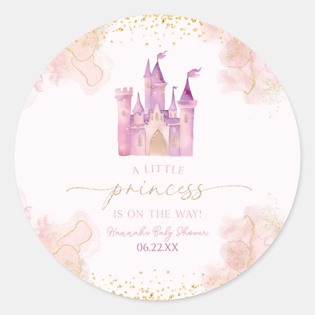 Eine kleine Princess Royal Castle Babydusche Runder Aufkleber (Vorderseite)
