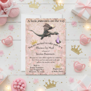 Eine kleine Prinzessin Drachen-Baby-Party per Post Einladung