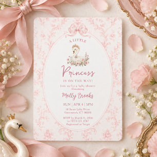 Eine kleine Prinzessin Elegante Schwan-Baby-Party Einladung