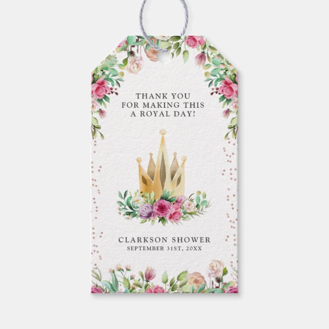 Eine kleine Prinzessin floral Geschenkanhänger (Vorderseite)