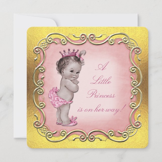 Eine kleine Prinzessin ist auf ihrem Weg Baby Dusc Einladung (Vorderseite)