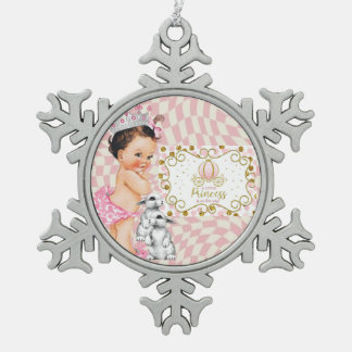 Eine kleine Prinzessin ist unterwegs. Schneeflocken Zinn-Ornament