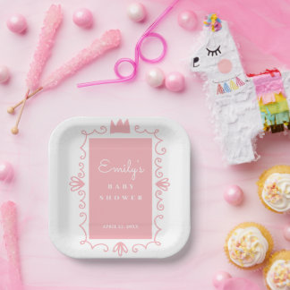 Eine kleine Prinzessin moderne Pink Girl Babydusch Pappteller