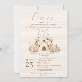 Eine kleine Prinzessin Pink Castle Florals Baby Du Einladung