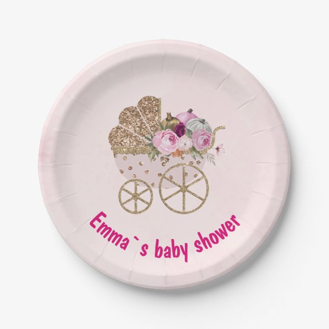 Eine kleine Pumkin Girl Babydusche Pappteller (Vorderseite)