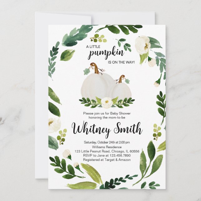 Eine kleine Pumpkin-Babydusche Einladung (Vorderseite)