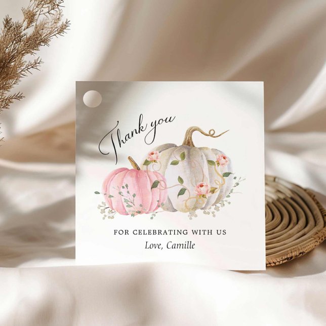 Eine kleine Pumpkin-Babydusche Geschenkanhänger (Baby Shower Tags Elegant Fall Pumpkin Baby Girl )