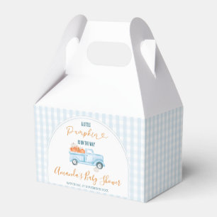 Eine kleine Pumpkin Blue Truck Gingham Baby Dusche Geschenkschachtel