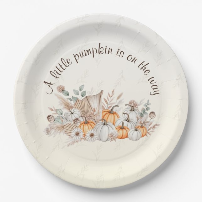 Eine kleine Pumpkin Boho Babydusche Papierplatte Pappteller (Vorderseite)