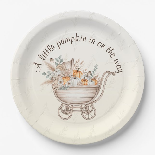 Eine kleine Pumpkin Boho Babydusche Papierplatte Pappteller (Vorderseite)