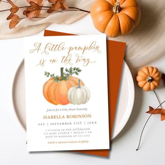 Eine kleine Pumpkin Fall Baby Dusche | Gender Neut Einladung (little pumpkin fall baby shower invitation
)