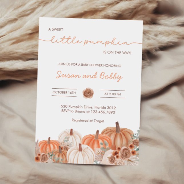 Eine kleine Pumpkin Fall Baby Dusche | Gender Neut Einladung (Von Creator hochgeladen)