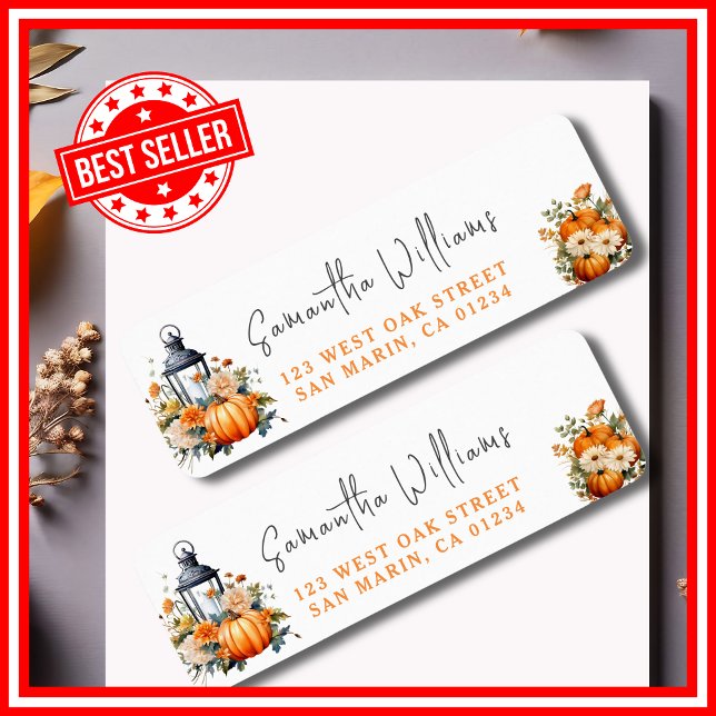 Eine kleine Pumpkin Fall Baby Dusche Rücksendeadre (A Little Pumpkin is on the Way Fall Autumn Floral Baby Shower Return Address Labels )