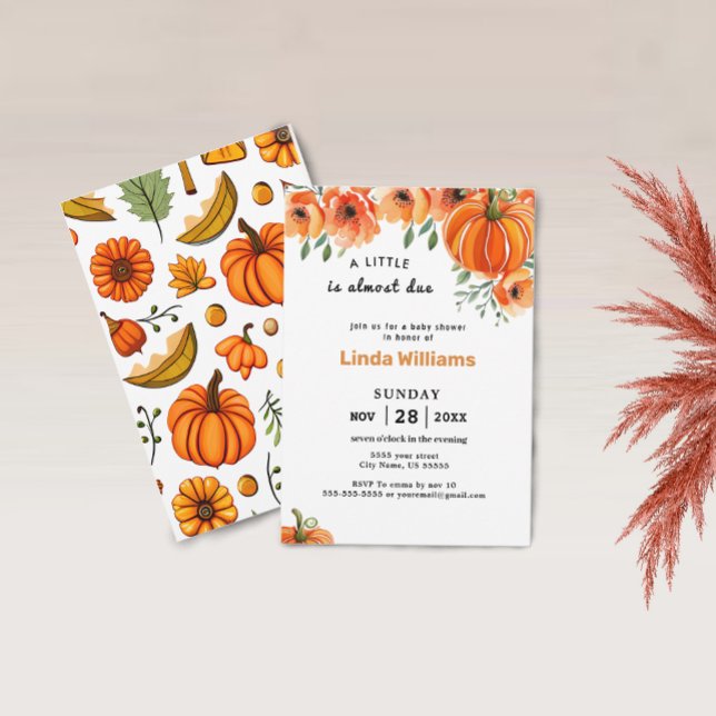 Eine kleine Pumpkin Fall Floral Baby Dusche Einladung (Baby Shower Invitation)