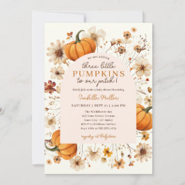 Eine kleine Pumpkin Fall Floral Triplets Baby Dusc Einladung