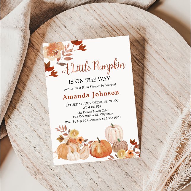 Eine kleine Pumpkin Floral Boho Fall Baby Dusche Einladung (Von Creator hochgeladen)