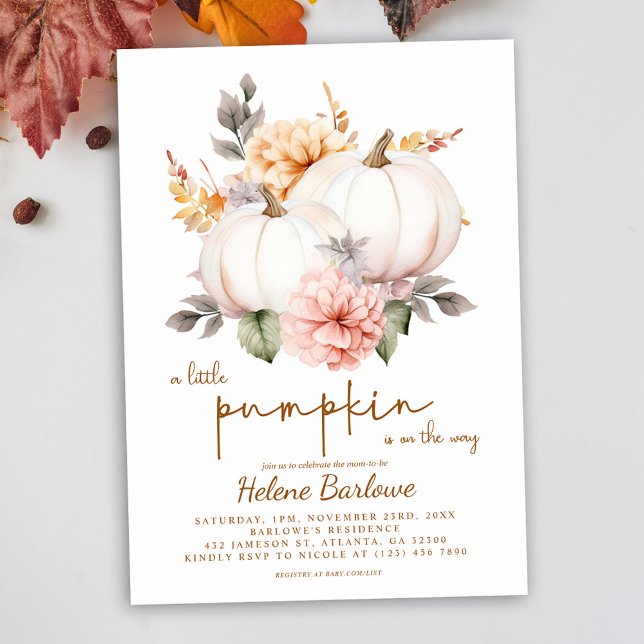 Eine kleine Pumpkin Herbst Babydusche Einladung (A Little Pumpkin Autumn Fall Baby Shower Invitation)