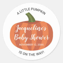 Eine kleine Pumpkin Herbst Babydusche Runder Aufkleber