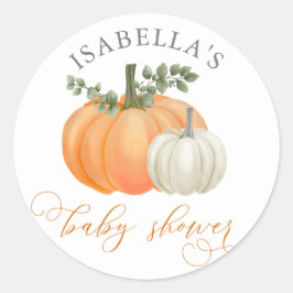 Eine kleine Pumpkin Herbst Herbstdusche Runder Aufkleber