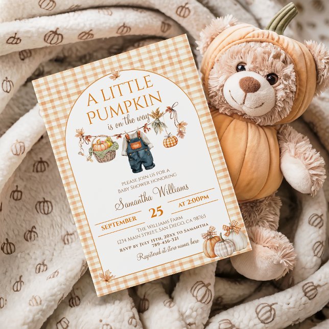Eine kleine Pumpkin Modern Fall Baby Dusche Einladung (Von Creator hochgeladen)