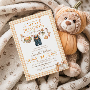 Eine kleine Pumpkin Modern Fall Baby Dusche Einladung