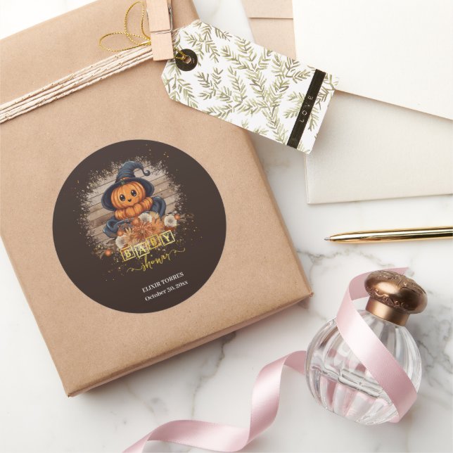 Eine kleine Pumpkin Niedliche Kawaii Glitzer Kinde Runder Aufkleber (Schenken)