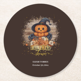 Eine kleine Pumpkin Niedliche Kawaii Glitzer Kinde Runder Pappuntersetzer