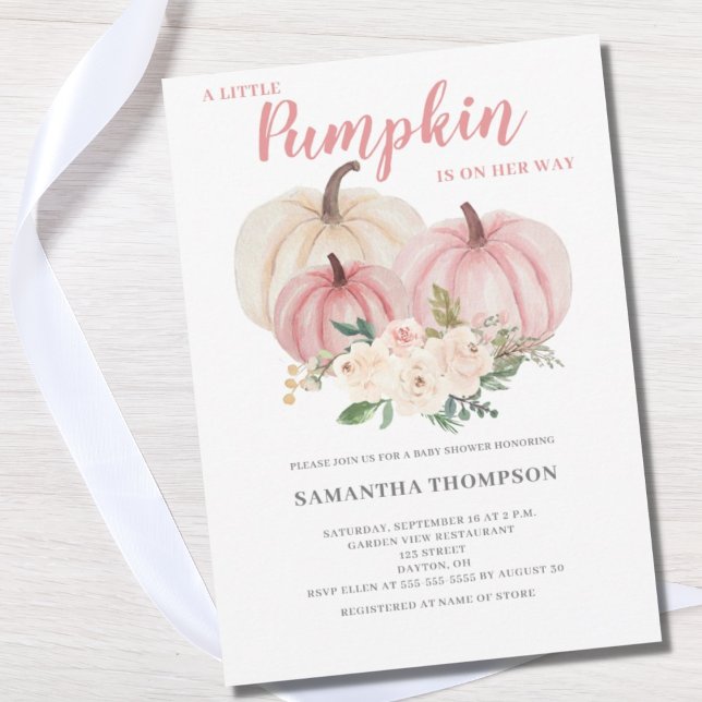Eine kleine Pumpkin Pink Baby Dusche Einladung (Von Creator hochgeladen)