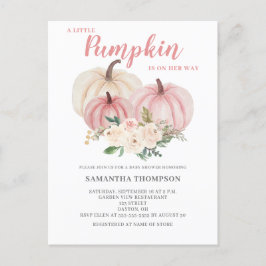 Eine kleine Pumpkin Pink Baby Dusche Einladung Postkarte