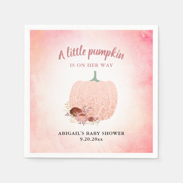 Eine kleine Pumpkin Rose Gold Baby Dusche Serviette (Vorderseite)