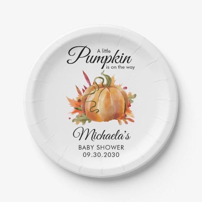 Eine kleine Pumpkin Rustic Fall Baby Dusche Pappteller (Vorderseite)