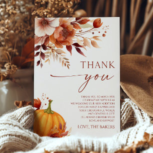 Eine kleine Pumpkin Rusty Burgundy Floral Baby Dus Dankeskarte