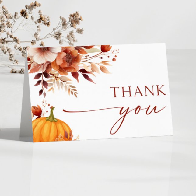Eine kleine Pumpkin Rusty Burgundy Floral Baby Dus Dankeskarte (Von Creator hochgeladen)