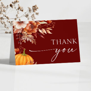 Eine kleine Pumpkin Rusty Burgundy Floral Baby Dus Dankeskarte