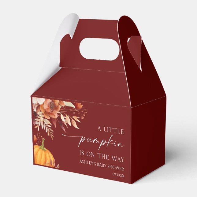 Eine kleine Pumpkin Rusty Burgundy Floral Baby Dus Geschenkschachtel (Vorderseite)