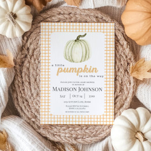 Eine kleine Pumpkin Wasserfarbe Karierte Kinderdus Einladung