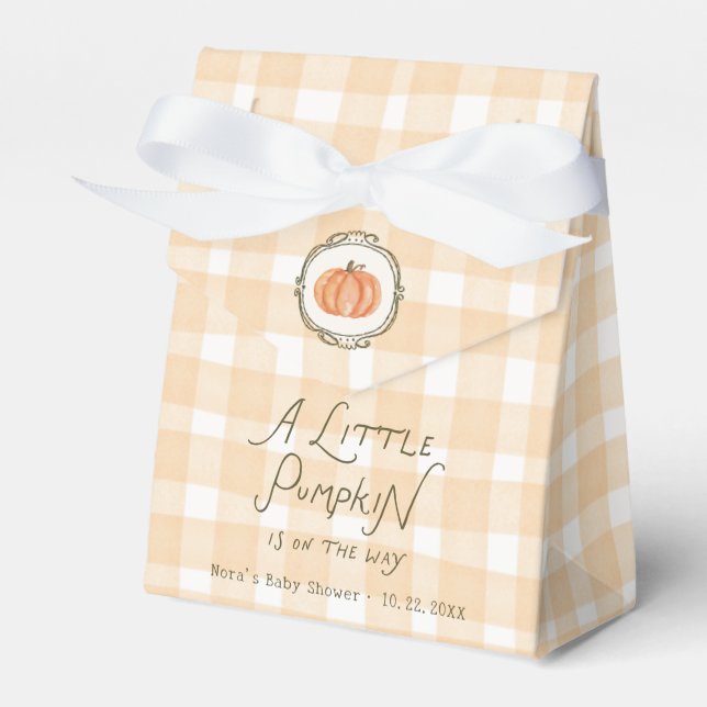 Eine kleine Pumpkin Whimsical Gingham Baby Dusche Geschenkschachtel (Vorderseite)