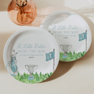 Eine kleine Putter Blue Golf Baby Dusche Pappteller