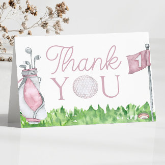 Eine kleine Putter Pink Golf Baby Dusche Dankeskarte