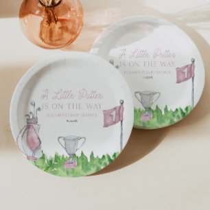 Eine kleine Putter Pink Golf Baby Dusche Pappteller