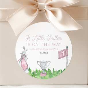 Eine kleine Putter-Rosa-Golf-Baby-Party Runder Aufkleber