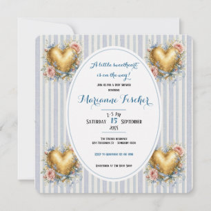 Eine kleine Schatz-Blumen-blaue Babyparty-Einladun